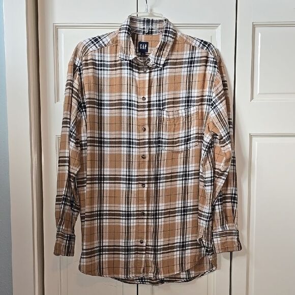 GAP Tops - GAP Unisex Tan Plaid Shirt,NWOT